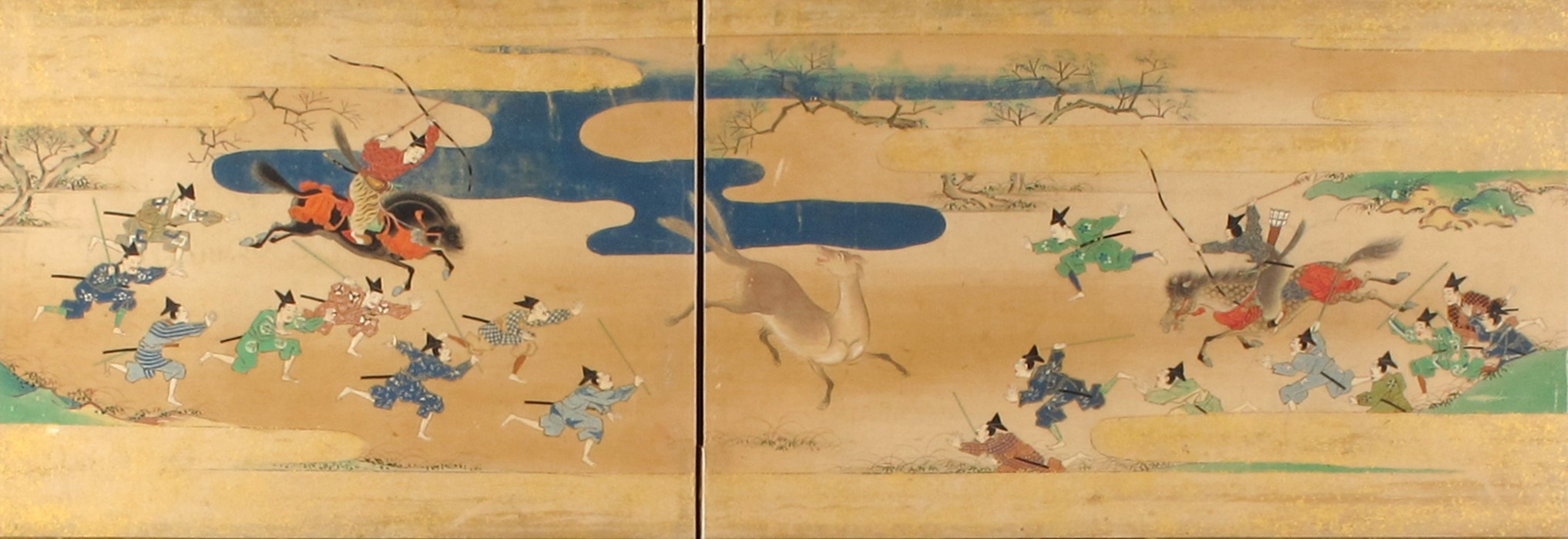 玉藻前草紙絵巻貼合屏風（部分）